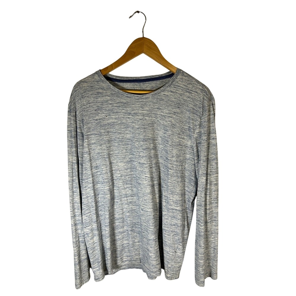 Banana Republic Mens Soft Wash Long Sleeve Crew Neck T Shirt Blue Heathered Sz L